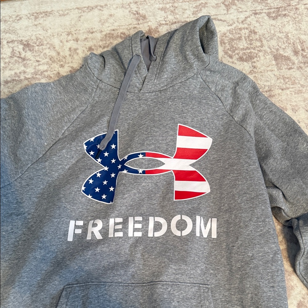 Under Armour Gray Hoodie with Flag Logo